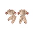 thumbnail image 2 of Loicainy Baby Toddler Girls Fall Outfit 6 12 18 24 Months 2T 3T 4T 5T Stripes Dots Print Long Sleeve T-shirt with Pants Clothes Set, 2 of 9