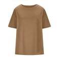 thumbnail image 4 of Fmbrln Womens Summer Basic Short Sleeve Tops Fashion Crew Neck Casual Loose Solid Color T-Shirts Soft Comfy Tees Coffee S, 4 of 5