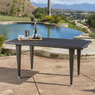 Brown Wicker Rectangle Table