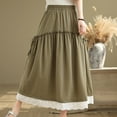 thumbnail image 2 of Women's 2025 French Boho Maxi Skirt – High Waisted Elastic Waist Lace Patchwork Flowy Tiered Long Dress with Pockets, Plus Size Slimming A-Line Beach Skirt, 2 of 9