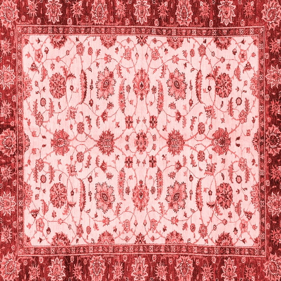 Ahgly Company Machine Washable Indoor Square Oriental Red Traditional Area Rugs, 6' Square