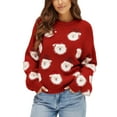 thumbnail image 5 of Winter Sweaters for Women Casual For Long Sleeve Pullover Cute Fuzzy Santa Pattern Crew Neck Loose Sweaters Features: Ugly Christmas Sweaters, 5 of 9