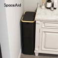 thumbnail image 4 of SpaceAid Cesto para la colada delgado con tapa, cesto para ropa estrecho de 65 L con asas de bambú, cesto plegable alto y delgado para dormitorio, baño, dormitorio, cuarto de lavado, color negro, 4 of 5