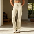 thumbnail image 5 of PYGNJK Women's Flare Yoga Pants High Waist Drawstring Stretchy Lightweight Bootcut Athletic Workout Casual Lounge Pants, 5 of 8