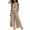 Khaki, variant on Guluxicc 2 Piece Womens Outfit Sets Linen Mock Neck Sleeveless Smocked Ruffle Hem Top High Waist Wide Leg Pants Outfits with Pockets