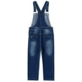 thumbnail image 2 of KIDSCOOL SPACE Little Boys Slim Fit Jeans,Toddler Ripped Bib Pocket Fashion Denim Overalls,Deep Blue,3-4 Years, 2 of 7