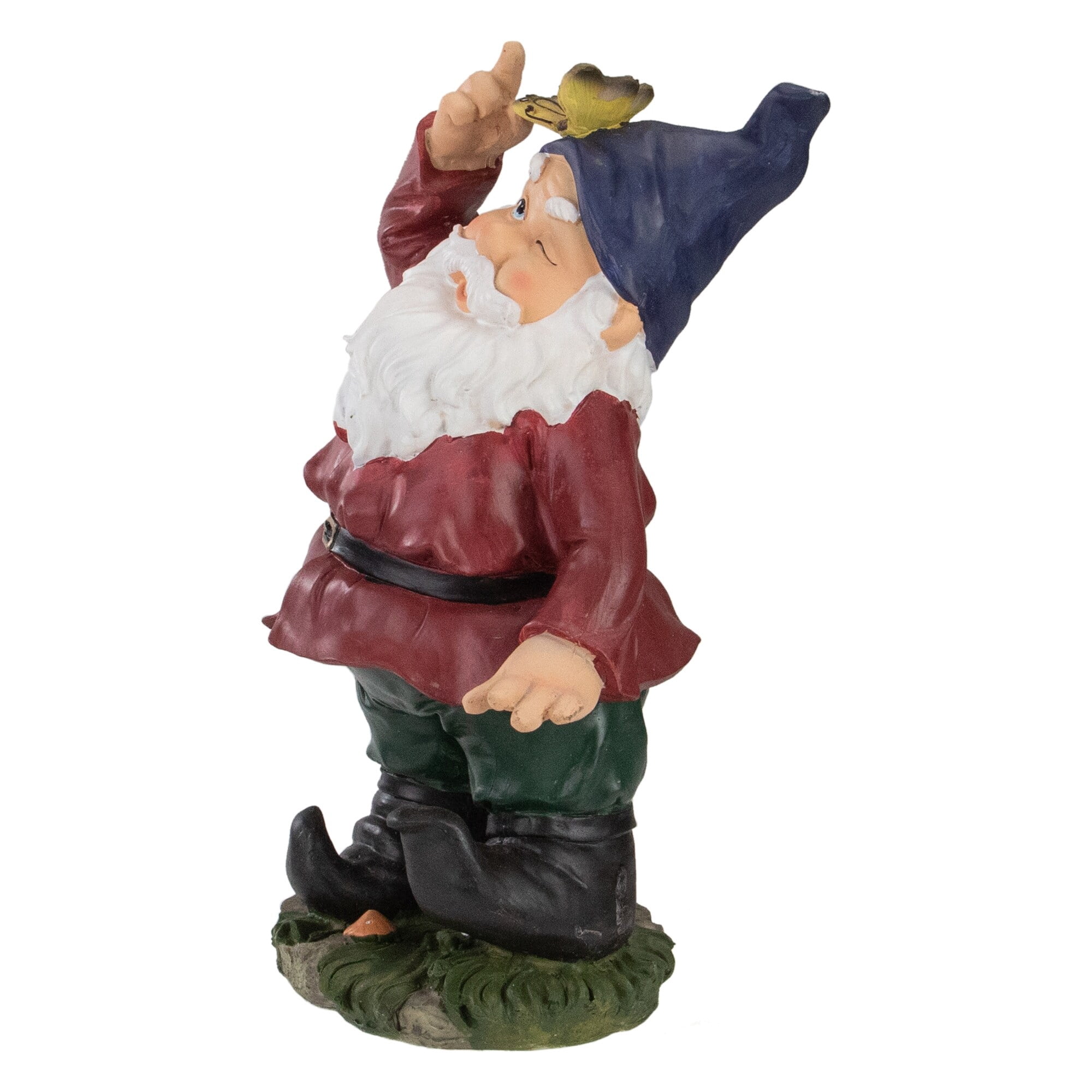 11.25" Red and Green Gnome with Butterfly Outdoor Garden Statue