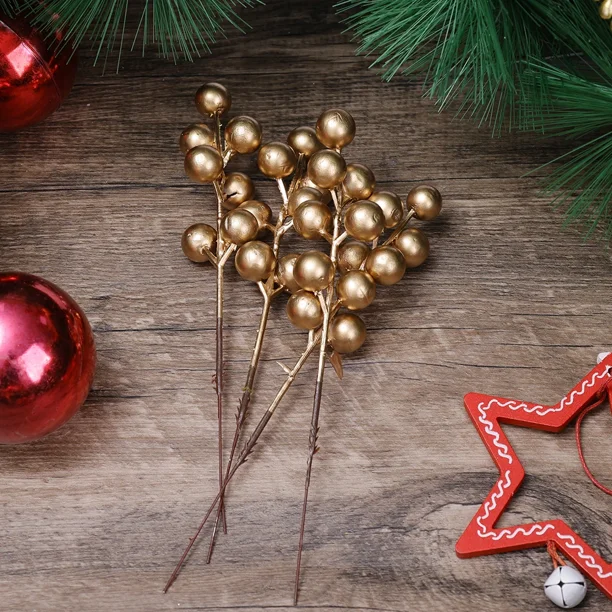 20/1 piezas de ramas de bayas de Navidad, 7 cabezas, ramo de flores de bayas de acebo rojas artificiales para hacer tú mismo adornos de mesa para corona de árbol de Navidad