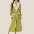 thumbnail image 4 of Oksale Midi Flannel Bathrobes for Women with Pockets Ultra Soft Plus Fleece Robes with Belt Cozy Long Sleeve Nightgowns Warm Heavyweight Housecoats Green M, 4 of 4