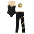 thumbnail image 4 of Yruioon Kids Girls Gymnastics Ballet Dance Outfits Sleeveless Leotards and Leggings Hair Tie Workout Gold 8, 4 of 7
