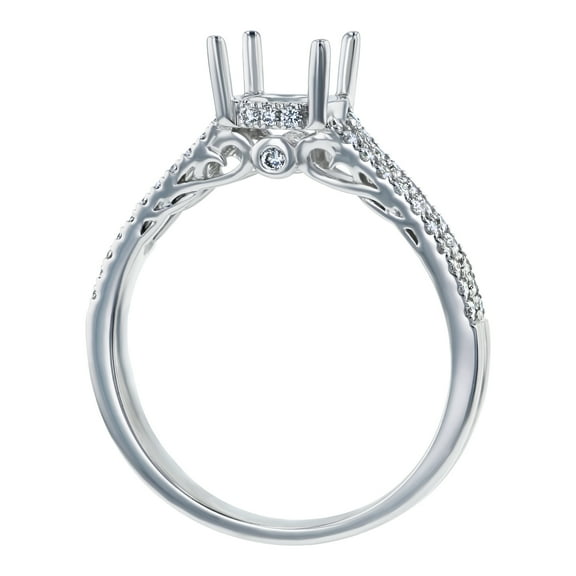 14K White Gold 1/4 ct. White Diamonds Semi-Mount Engagement Ring by Hollywood Hills Jewelers