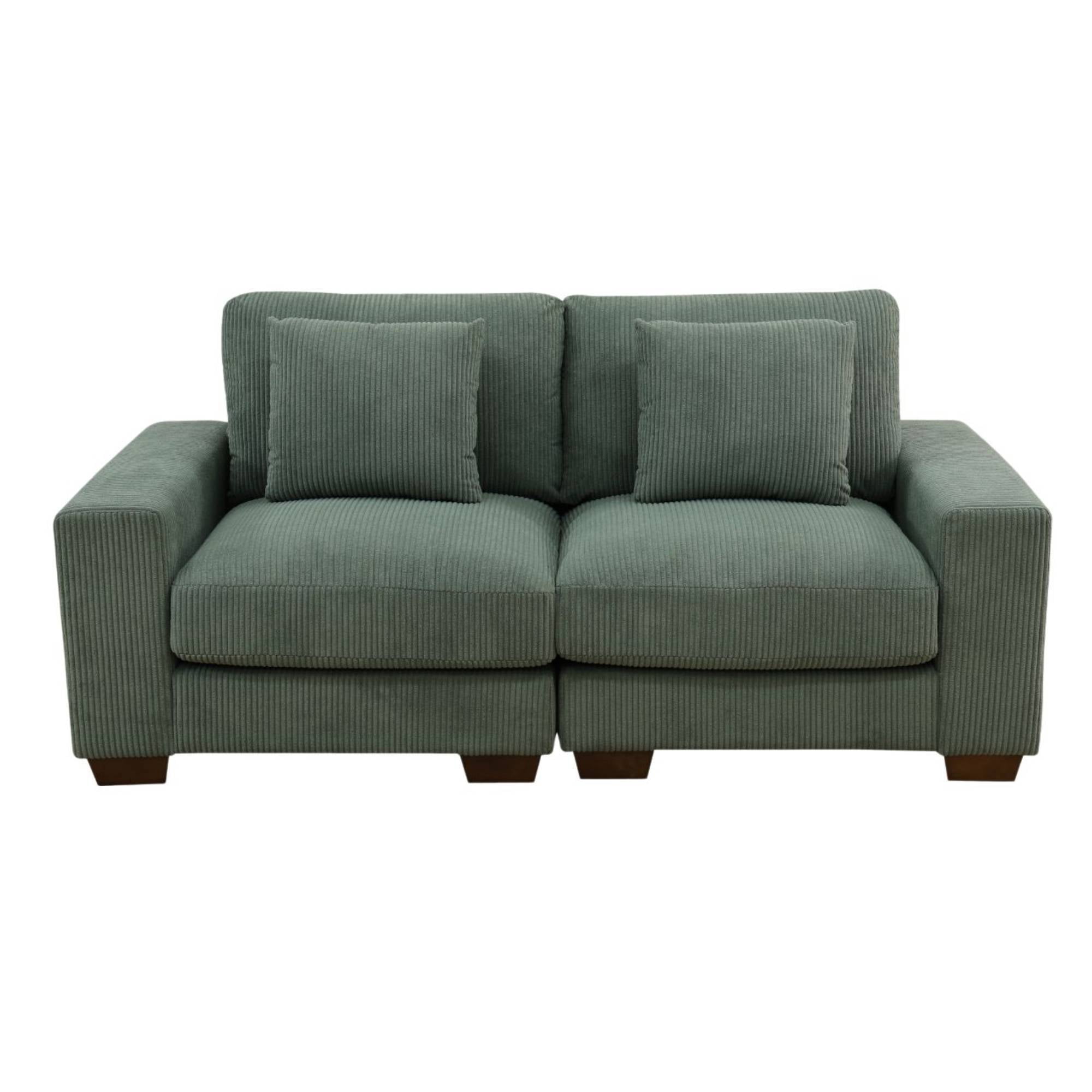72" Loveseat Sofa, Modern Corduroy Sofa Couch with2 Pillows Small Comfy Couch for Living Room, Green