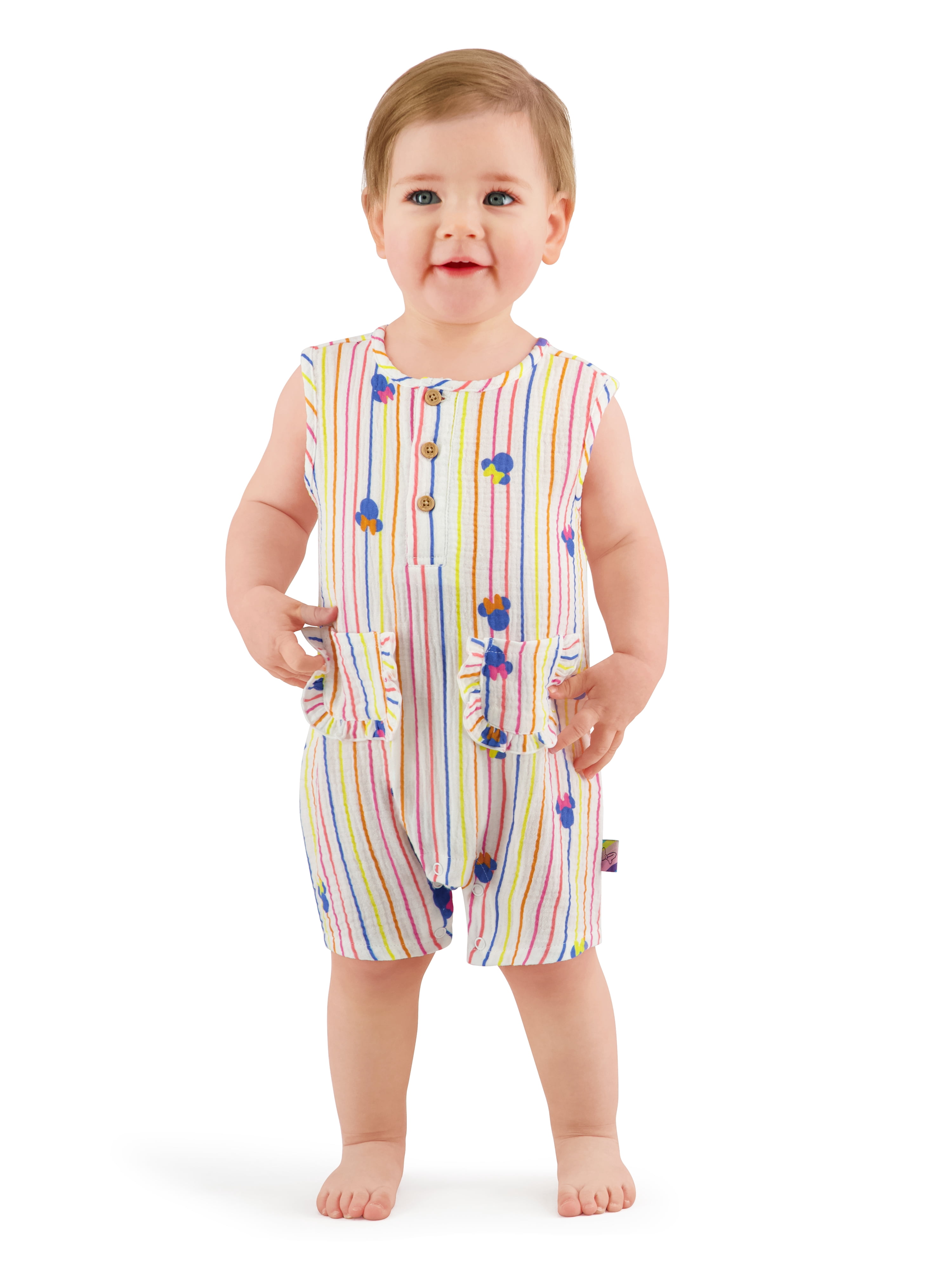 Minnie Mouse Baby Girl 2 Pack Rompers, Sizes 0/3 Months-24 Months