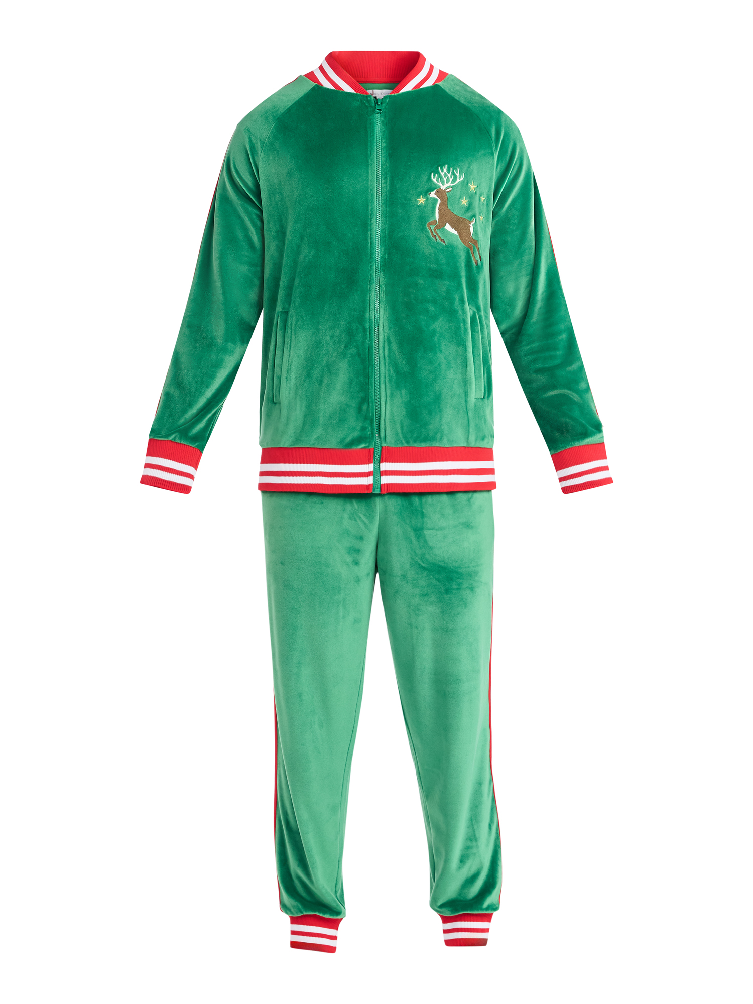 【COMFY】Xmas Limited Track Jacket Jolly Knits Men's and Big Men's Velour Christmas Track Jacket and