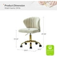 thumbnail image 2 of HULALA HOME Home Office Desk Chair with Gold Wheels, Small Cute Vanity Chair with Back for Bedroom, Adjustable Rolling Task Work Seat for Women/Girls, Tan, 2 of 7