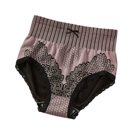 

HEVIRGO Women Underpants High Waist Tight Breathable Print Elastic Tummy Control Anti-septic Moisture-proof Women Briefs Inner Wear Clothes