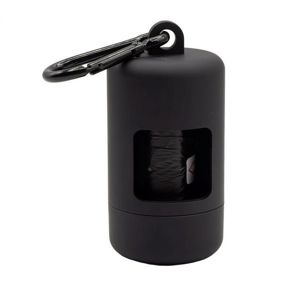 Dog Poop Bag Holder for Leash w/ Leak-proof 15 Poop Bags and Carabiner Clip - Reusable Doggie Potty Bag Dispenser, Pet Waste Bag Holder - Silver