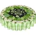 thumbnail image 3 of St Patrick''s Day Round Tablecloth,Buffalo Plaid Spring Clover Green Shamrock Tablecloth Waterproof Washable Farmhouse Holiday Decoration Tablecover for Party Kitchen Dining Room 60 Inch, 3 of 6