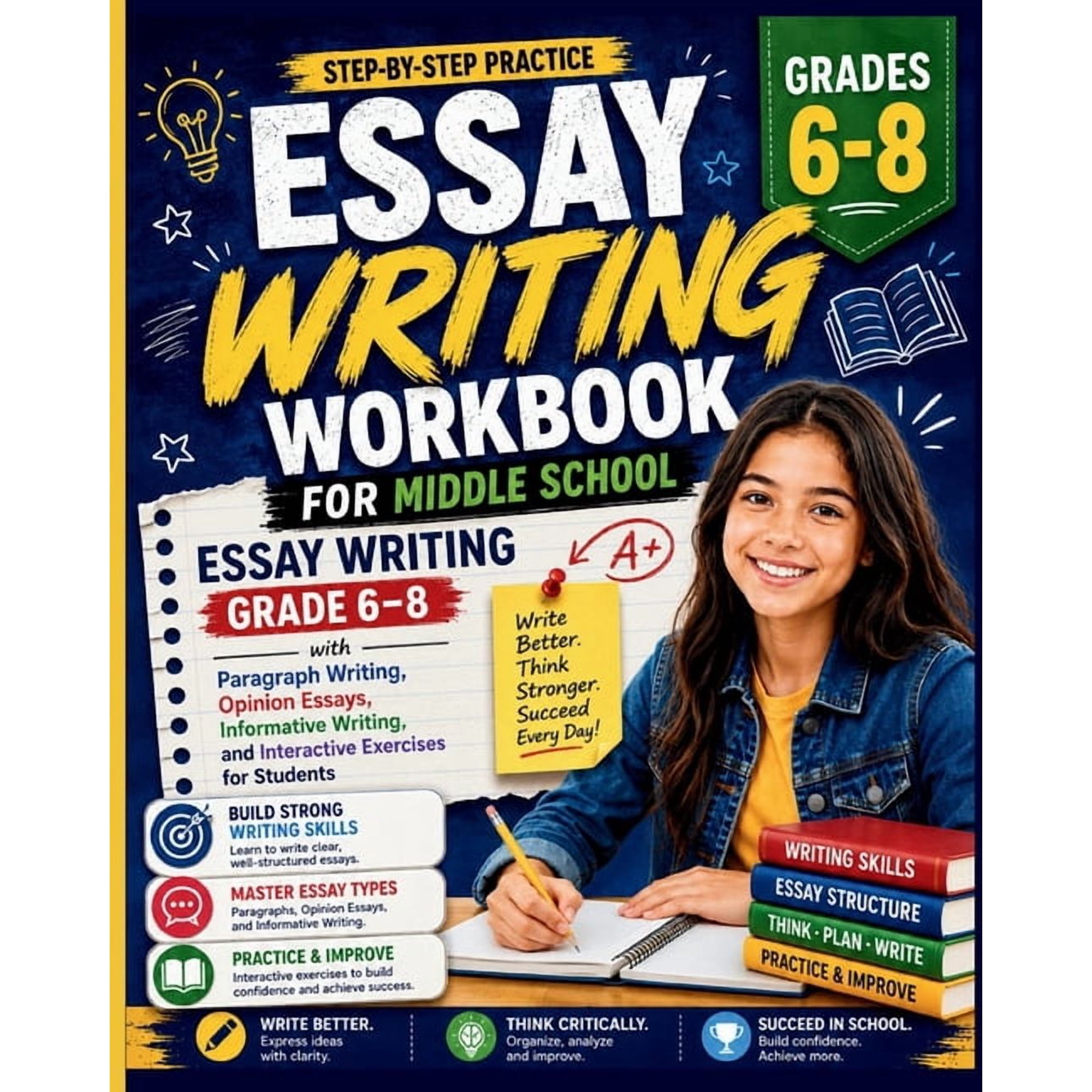Essay Writing Workbook for Middle School: Essay Writing Grade 6-8 with Paragraph Writing, Opinion Essays, Informative Wr, (Paperback)