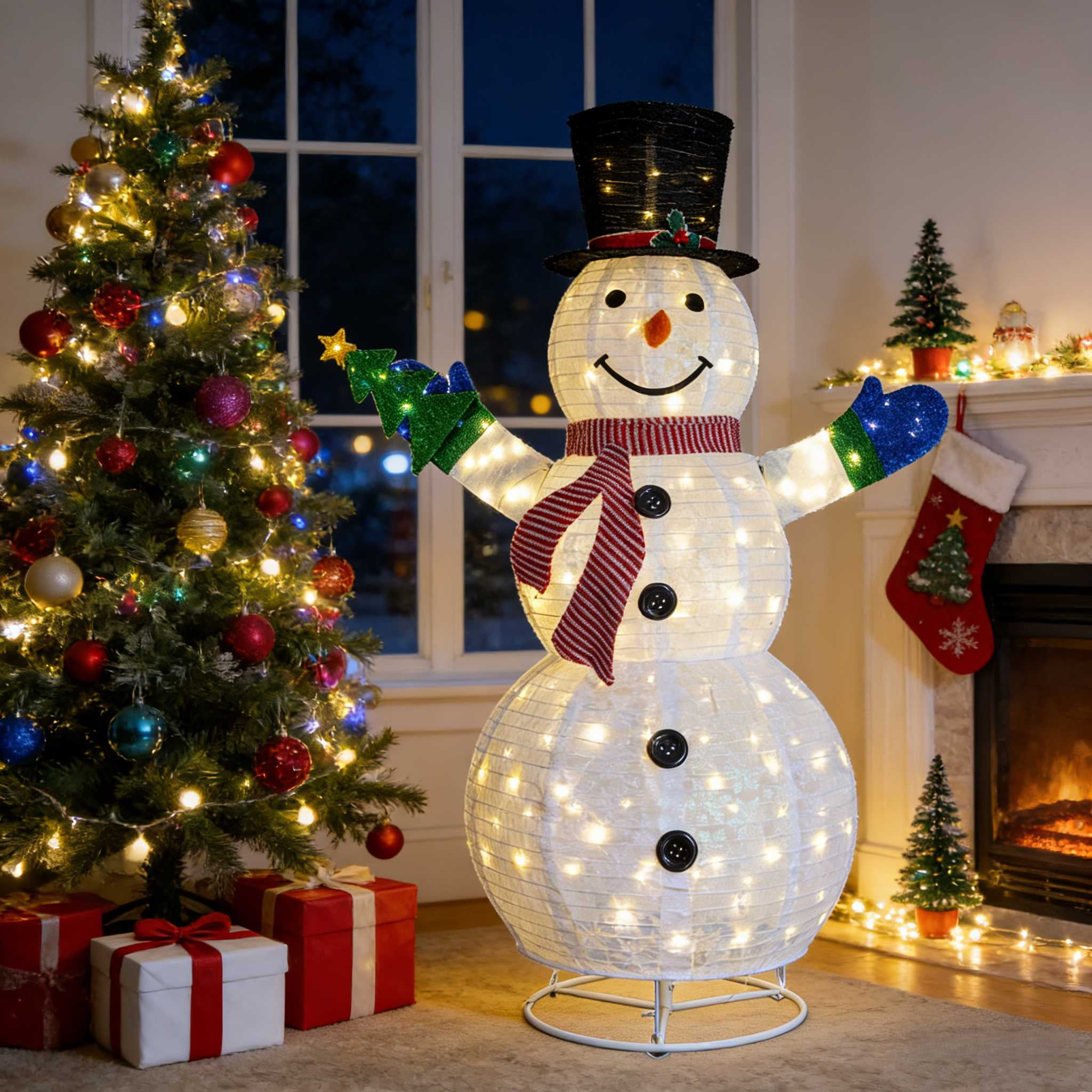 Zimtown Lighted Snowman Christmas Decoration w/ 200 LED Lights
