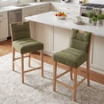 thumbnail image 3 of Guyou 26" Modern Bar Stools Set of 2, Chenille Upholstered Counter Height Barstools, Armless Wooden Bar Chairs for Kitchen Island, Home Bar, Green, 3 of 9