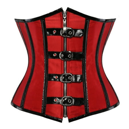 yunLCZ Womens Waist Trainer Corset Gothic Stempunk Underbust Corset Steel Boned Corsets And Bustiers Zipper Front Lingerie Top