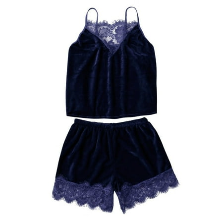 

Intimates Suede Lingerie Underwear Sleepwear Nightdress Pajamas Shorts Lace M-XXL Polyester Simple Long Sleeve Shirts for Women Blue
