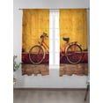 thumbnail image 2 of Sheer Curtains 72 Inches Long 2 Panels Set for Bedroom, Bicycles Semi Sheer Curtains for Windows, Farmhouse Vintage Vehicle Yellow Broken Walls Voile Window Treatments Rod Pocket Curtain, 2 of 7