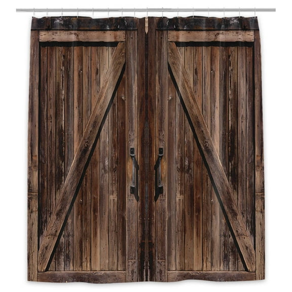 NYMB Old Barn Door Shower Curtain, Wooden Barn Door Garage Door American Style Decorations for Rustic Shower Curtains, Waterproof Bathroom Accessories with 12 PCS Hooks, 69x70 inches