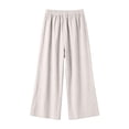 thumbnail image 6 of Oiangi Womens Plus Size Wide Leg Pants Elastic Waist Palazzo Pant Fall Trendy Ankle Trousers with Pockets White 2XL, 6 of 7