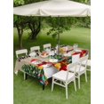 thumbnail image 3 of Outdoor Tablecloth with Umbrella Hole and Zipper, Christmas Snowman Rectangle Table Cloth 60x120 Inch Waterproof Tablecloth, Brown Winter Snowflake Xmas Pine Tree Picnic Table Cover for Patio Camping, 3 of 7