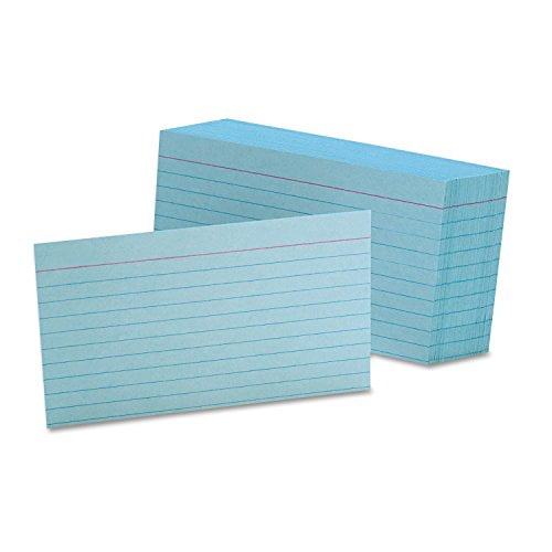 Oxford 7321BLU -Cartes d'Index à Règle de Couleur, 3 x 5, Bleu, 100/Pack