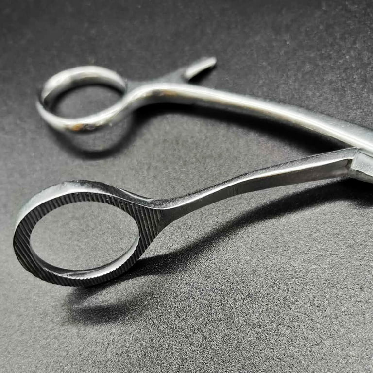 Etereauty Self-Locking Sponge Forceps Stainless Steel Clamps Tongue Body Piercing  Pliers Rounded Slotted Forceps Dentist Tool 