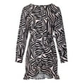 thumbnail image 6 of Womens Casual Long Lantern Sleeve Dresses Crewneck Trendy Printed Mini Dress Ruffle Hem Belted Wrap Short Dress, 6 of 7