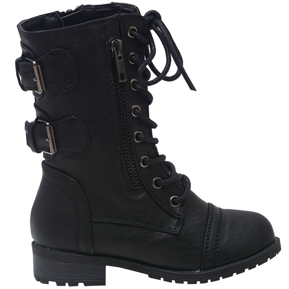 childrens black lace up boots