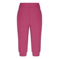 thumbnail image 4 of Pxkloy Capri Joggers Womens Drawstring Sweatpants Capri Pants for Women 2024 Casual Summer High Waisted Joggers with pockets Solid Color Comfy Soft Cropped Pants Pink,M, 4 of 6