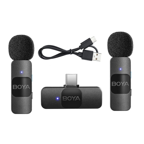 BOYA BY-V20 One-Trigger-Two 2,4G sistema con micrófono inalámbrico Clip-on teléfono micrófono omnidireccional Mini solapa Mic Auto