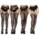 thumbnail image 1 of Womens High Waist Fishnet Tights Suspender Pantyhose Lace Pattern Stockings 4 Pairs, 1 of 2