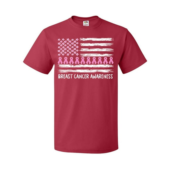 Inktastic Breast Cancer Awareness Pink Ribbons and Flag T-Shirt
