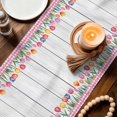 thumbnail image 3 of Spring Tulip Table Runner 72 Inches, Watercolor Flowers Wooden Grain Pink Plaid Bed Runner Dresser Scarves Tabletop for Indoor Outdoor Parties/Ceremony/Banquet, 14" x 72", 3 of 9