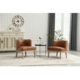 thumbnail image 3 of Dayalane Accent Chair, Mid-Century Modern Wooden Barrel Chair with Curved Back, Farmhouse PU Upholstered Round Side Chair for Living Room Bedroom Bistro Waiting Room, Brown, 3 of 10