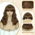 thumbnail image 2 of Phocas Short Bob Wigs for Women, Wave Wigs Synthetic Brown Wig with Bangs, 2 of 8