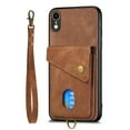 thumbnail image 5 of Nalacover for iPhone XR, Slim Case Wallet with Credit Card Holder, Back Flip Premium Leather Magnetic Clasp Kickstand Wirst Hand Strap Shockproof Cover For iPhone XR, Brown, 5 of 7