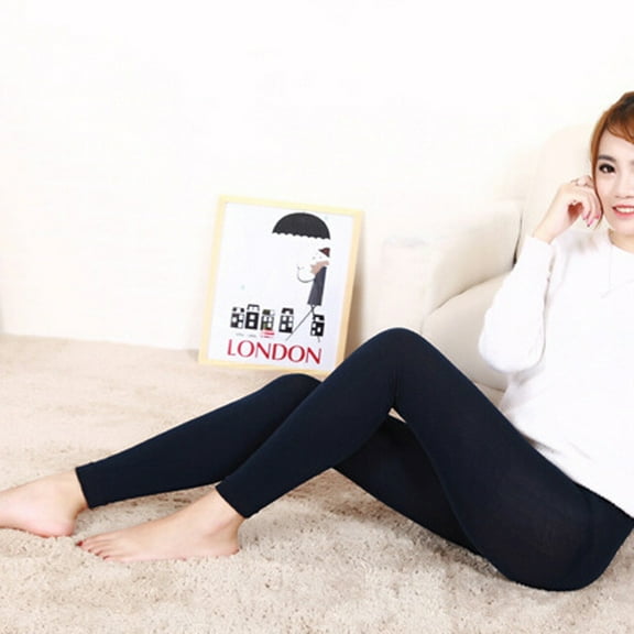 BONIXOOM Leggings For Women Mid Waist Elastic Bottom Tights Slim Cold Resistant Ankle Navy One Size (US:One Size)