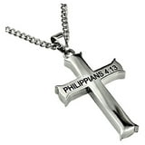 North Arrow Shop Philippians 4:13 Jewelry, Cross Necklace STRENGTH