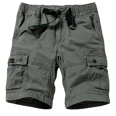 TRGPSG Men's Elastic Waist Cargo Shorts Multi Pocket Outdoor Work Shorts 32