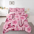thumbnail image 2 of Pink Western Style Bedding Set,Cowgirl Boot Hat Comforter Set Room Decor,Succulent Cactus Flower Quilt Bed Set Rustic Country Floral Down Comforter 2Pcs, 2 of 6