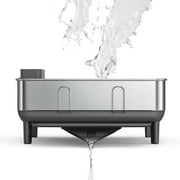 simplehuman Compact Kitchen Dish Drying Rack, Fingerprint-Proof Stainless Steel Frame, Grey Plastic