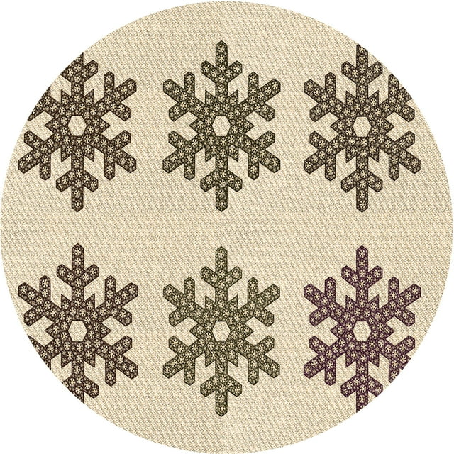 Ahgly Company Tapis d'Intérieur Rond Lavable en Machine Beige Blé Transitionnel, 4 Pieds Rond