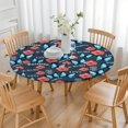 thumbnail image 3 of Pioneer Flower Floral Print Pattern Round Fitted Tablecloth with Elastic Edge,Dining Table Cover Waterproof,Outdoor Round Tablecloth for Camping,Dining,Indoor and Outdoor, 3 of 7